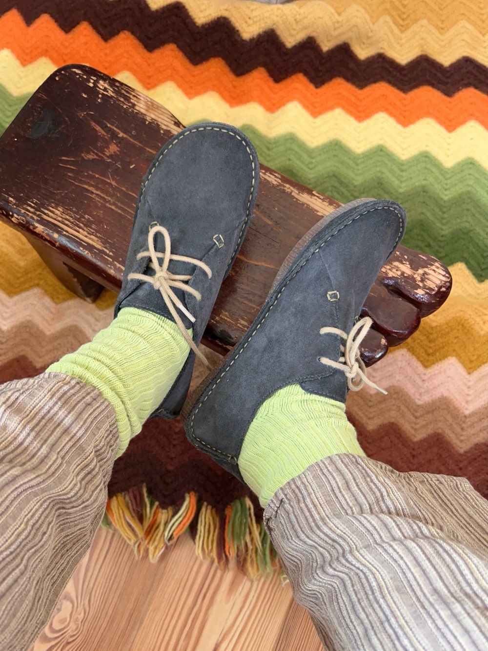 Grey Blue Suede Leather Lace up Moccasin Loafers Comfy Indie Boho Minimalist